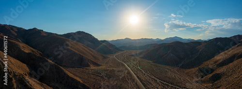 Panoramic view of Jawbone Canyon in the Mojave desert