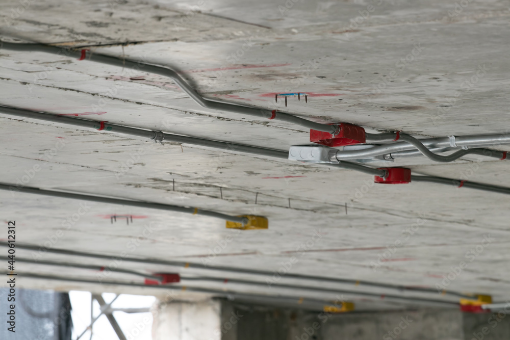 Typical installtion for electrical conduit in construction building