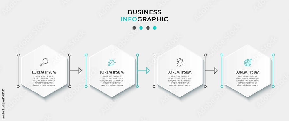 Vector Infographic design business template with icons and 4 options or steps. Can be used for process diagram, presentations, workflow layout, banner, flow chart, info graph