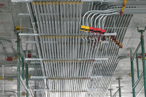 Typical installtion for electrical conduit in construction building photo