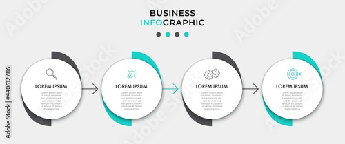 Vector Infographic design business template with icons and 4 options or steps. Can be used for process diagram, presentations, workflow layout, banner, flow chart, info graph