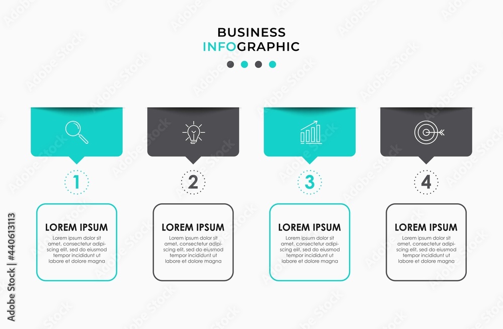 Vector Infographic design business template with icons and 4 options or steps. Can be used for process diagram, presentations, workflow layout, banner, flow chart, info graph Vector Infographic design business template with icons and 4 options or steps. Can be used for process diagram, presentations, workflow layout, banner, flow chart, info graph