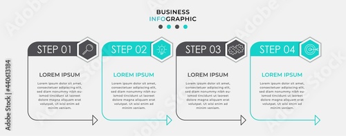 Vector Infographic design business template with icons and 4 options or steps. Can be used for process diagram, presentations, workflow layout, banner, flow chart, info graph