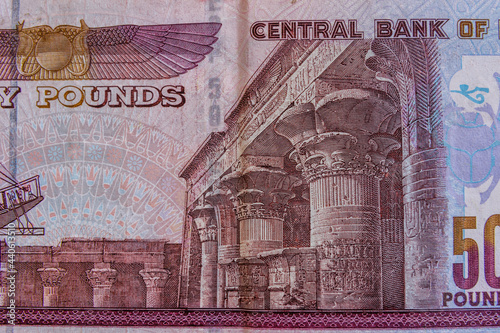 Closeup of egyptian fifty pounds banknote photo