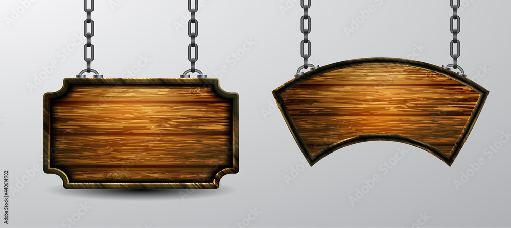 Vector realistic illustration of wooden signboard isolated
