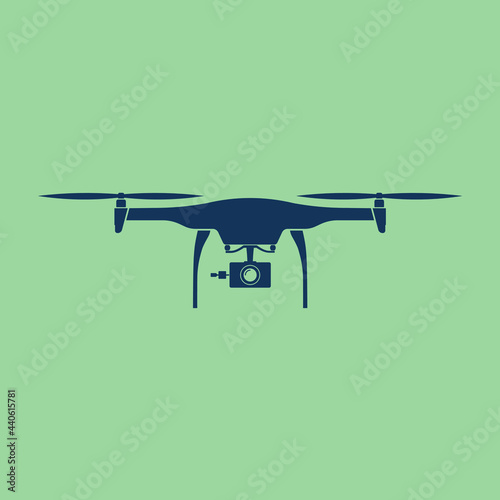 Dark blue flat drone vector design with green background