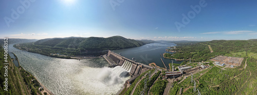 Hydroelectric dam on the river photo