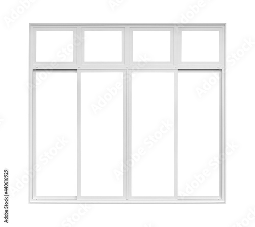 Real modern house window frame isolated on white background with clipping path