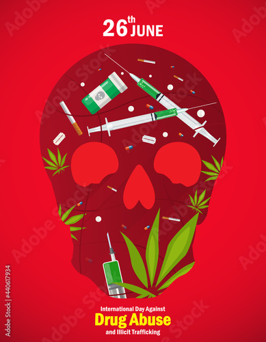 26 June. International day against drug abuse and illicit trafficking banner. vector.