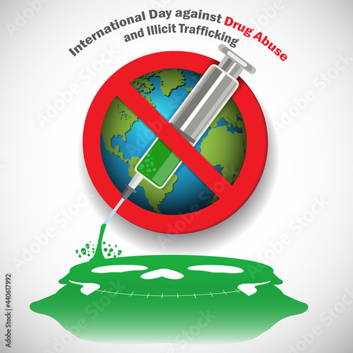 International day against drug abuse and illicit trafficking banner. vector. 