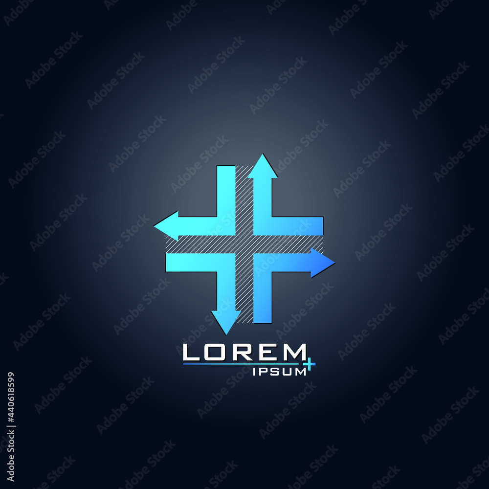 Obraz premium Blue gradient plus design with arrows