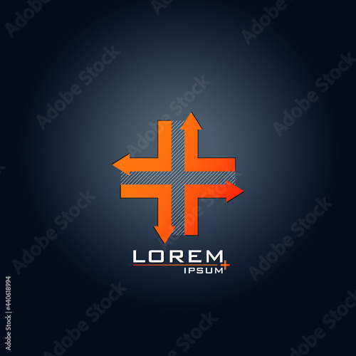 Orange gradient plus design with arrows
