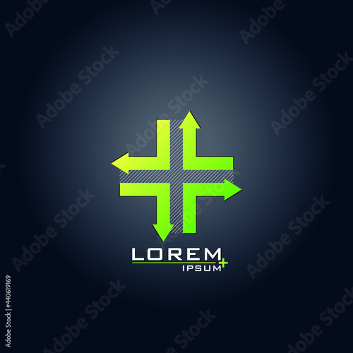 Green gradient plus design with arrows