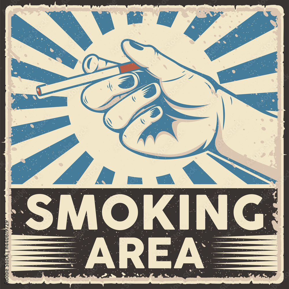 Smoking Area Retro Style Poster Vector Illustration