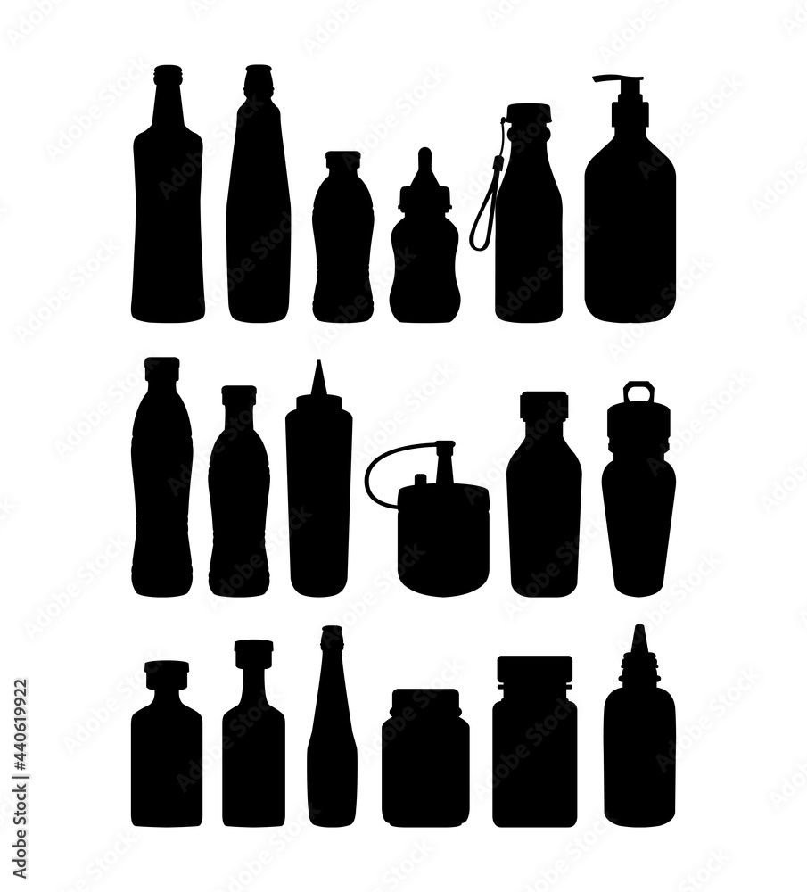 Bottle silhouettes. Good use for symbol, logo, icon, mascot, or any design you want Bottle silhouettes. Good use for symbol, logo, icon, mascot, or any design you want