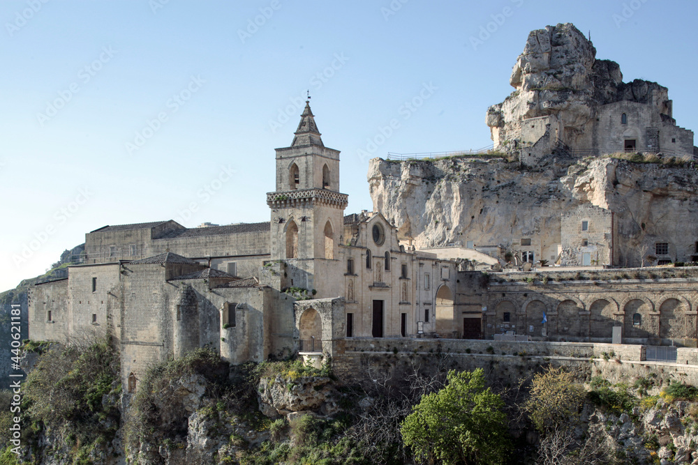 Matera. Basilicata. Chiesa di Santa Maria de Armenis verso Madonna de Idris
