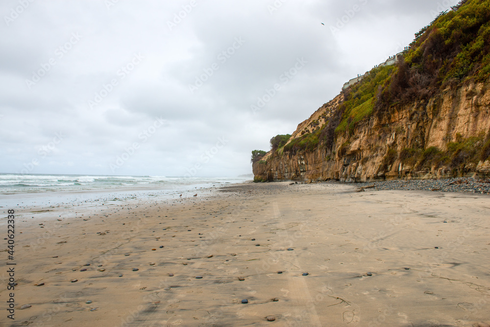 A desolate beach along the Pacific Coast Highway in California