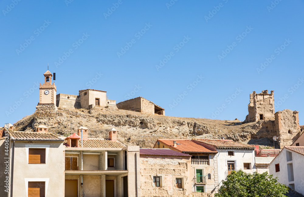 the castle hill of Burbaguena, province of Teruel, Aragon, Spain