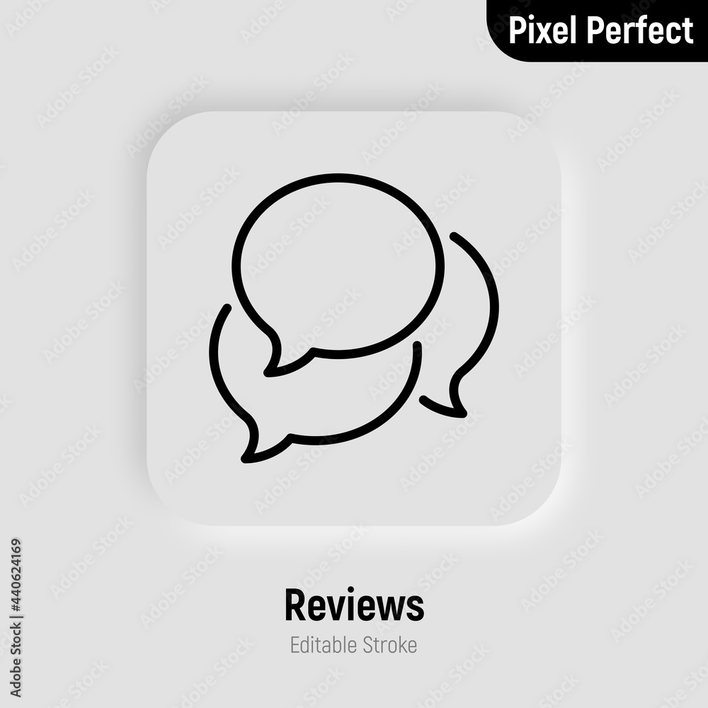 Feedback, reviews thin line icon. Three speech bubbles. Pixel perfect, editable stroke. Vector illustration. Feedback, reviews thin line icon. Three speech bubbles. Pixel perfect, editable stroke. Vector illustration.