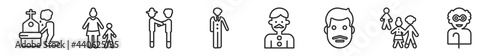 outline set of family relations line icons. linear vector icons such as widow, nephew, father-in-law, husband, father, grandfather. vector illustration.