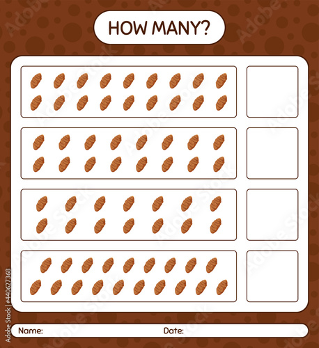 How many counting game with taro root. worksheet for preschool kids, kids activity sheet, printable worksheet