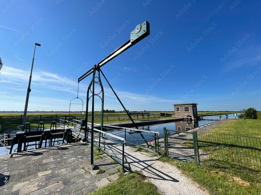 Canal lock around Nieuwehorne in Friesland