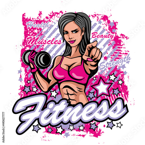 motivational t shirt design with sexy fitness girl