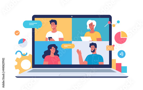 People using online video chat for communication