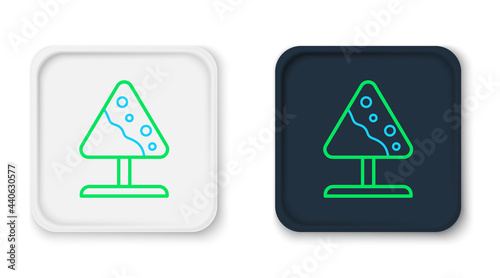 Line Road sign avalanches icon isolated on white background. Snowslide or snowslip rapid flow of snow down a sloping surface. Colorful outline concept. Vector
