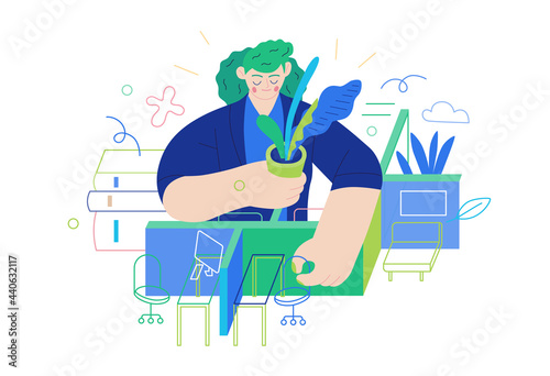 Business topics - office manager. Modern flat vector