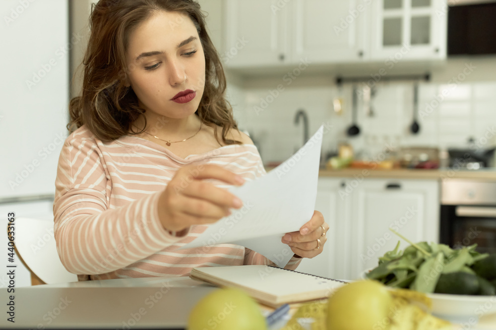 Serious woman working from home Serious woman working from home