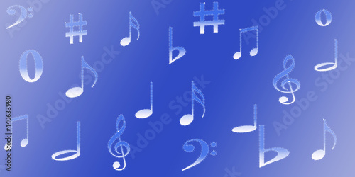 Wall Mural illustration music notes on blue background