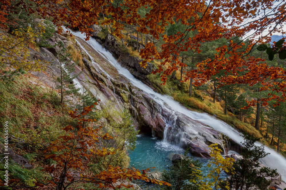 Waterfall in Pineta Valley, Ordesa and Monte Perdido National Park, Spain Waterfall in Pineta Valley, Ordesa and Monte Perdido National Park, Spain
