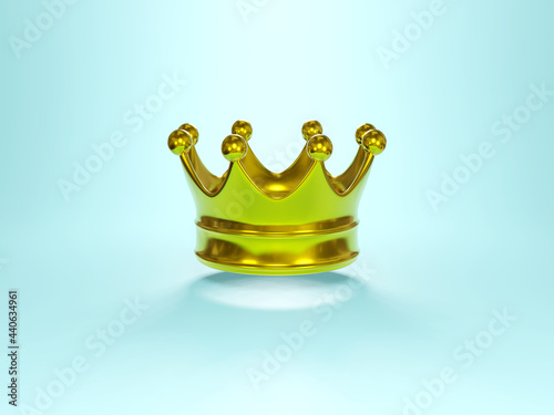Gold Crown success victory concept Luxury 3D rendering