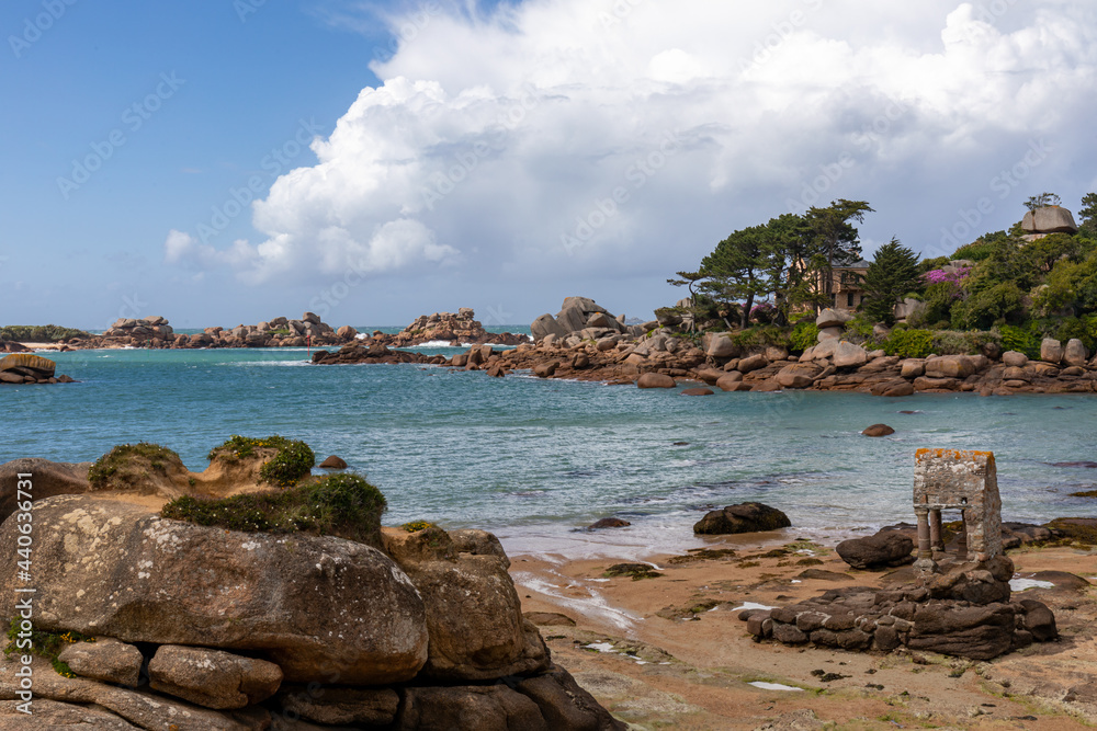 Granite rocks in the bay of Ploumanach, Cotes d'Armor, Brittany, France