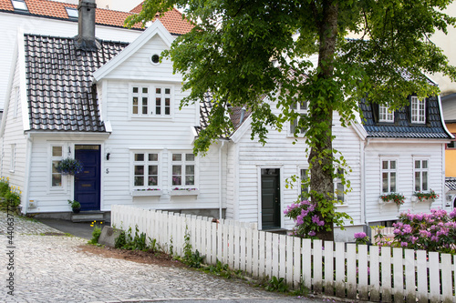 White houses in Bergen, Norway.