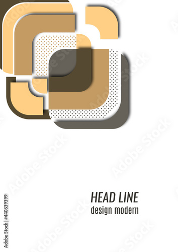 Cut squares with rounded corners and shadow, many dots. Bright geometric design for creative advertising, poster or brochure in trendy style. Vector