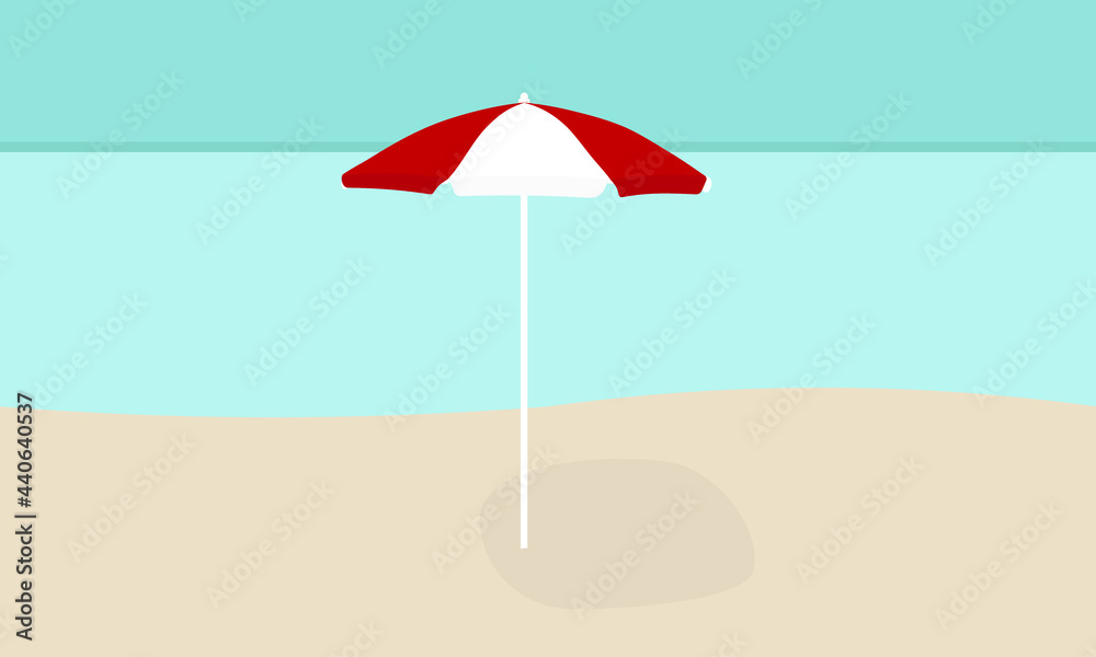 Sun umbrella on an empty beach