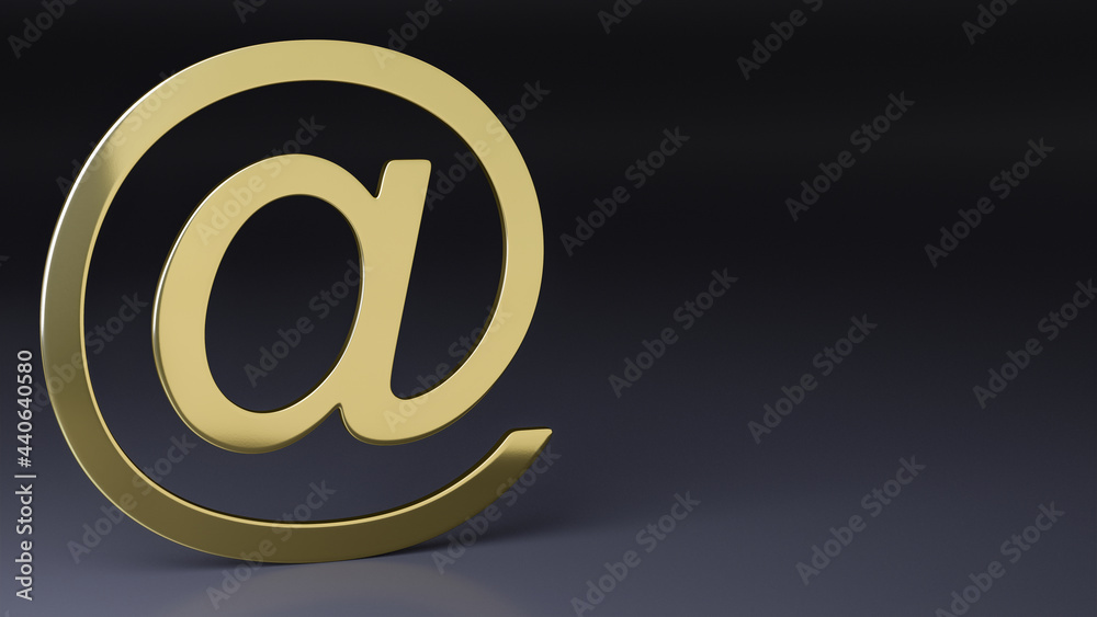 @ - at Arial Gold, vor dunklem Hintergrund, mit white space @ - at Arial Gold, vor dunklem Hintergrund, mit white space