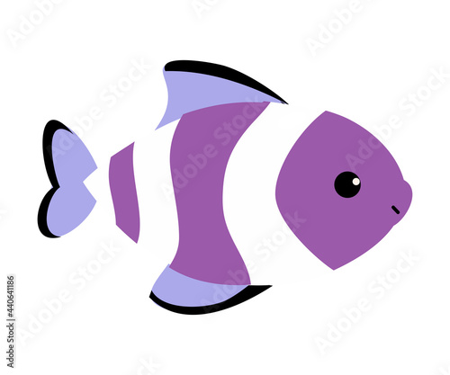 Striped Fish as Sea Animal Floating Underwater Vector Illustration