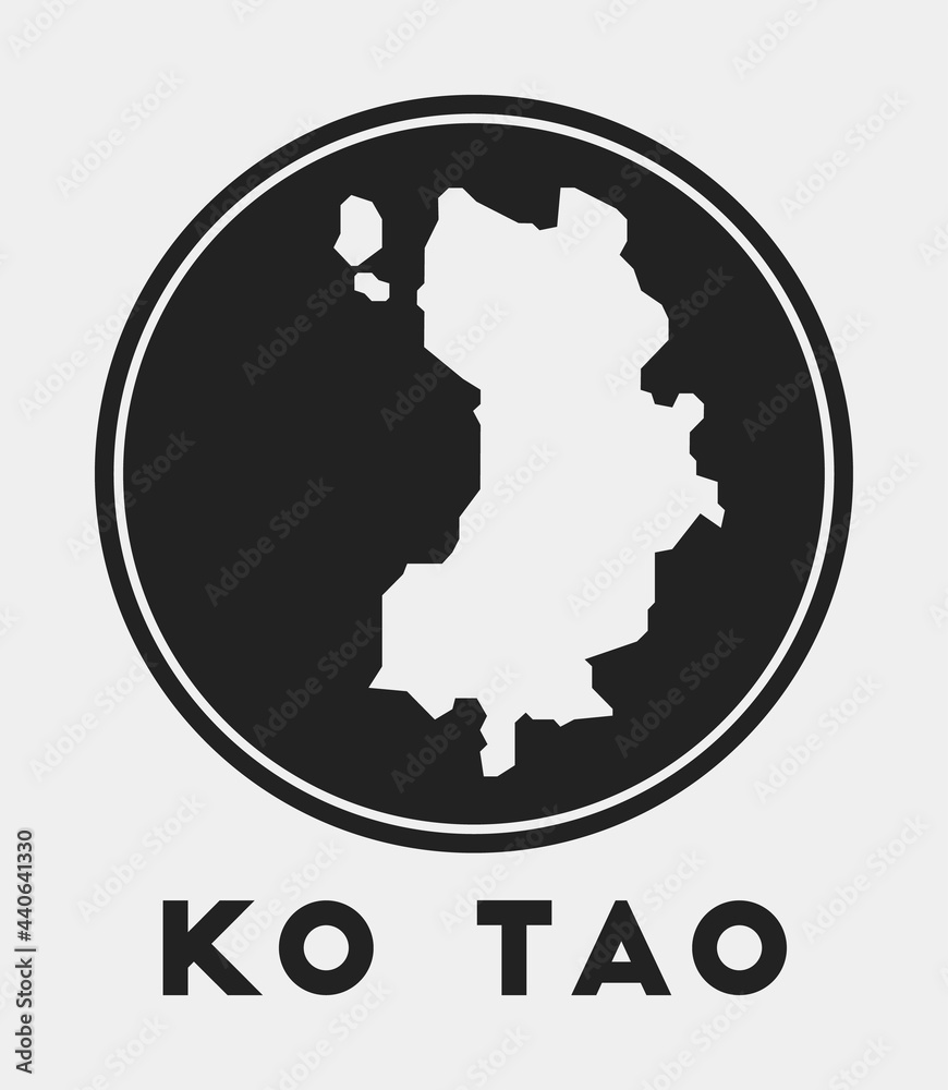 Ko Tao icon. Round logo with island map and title. Stylish Ko Tao badge with map. Vector illustration.