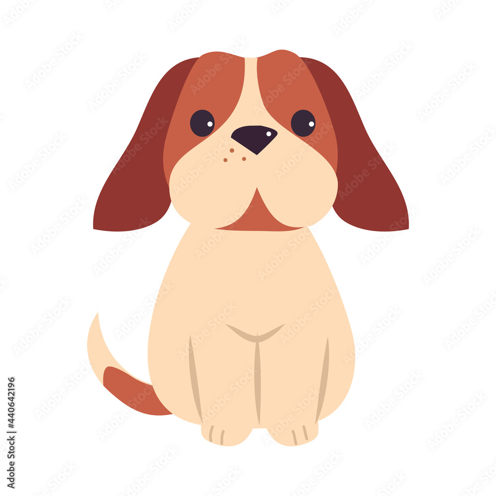 Cute Puppy Dog, Adorable Pet Animal with White and Brown Coat Cartoon Vector Illustration Cute Puppy Dog, Adorable Pet Animal with White and Brown Coat Cartoon Vector Illustration