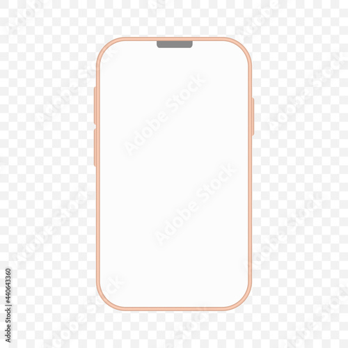 Phone render with blank screen. Isolated pink smartphone with empty display. Vector illustration