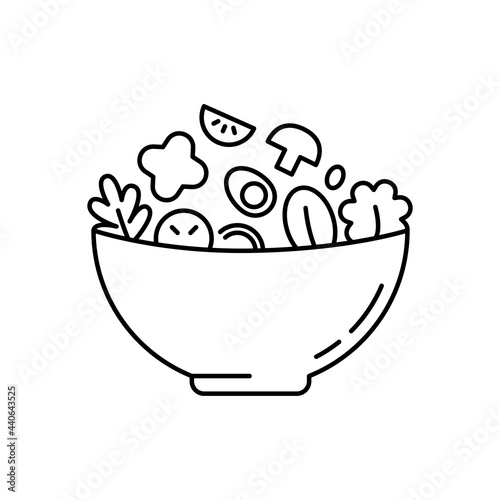 linear black bowl salad sign