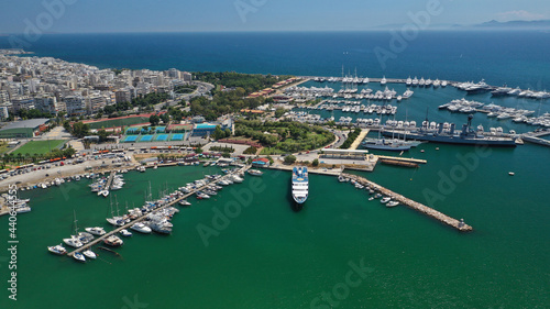 Aerial drone photo of famous port and Marina of Faliro or Phaleron in South Athens riviera, Attica, Greece