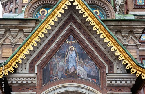 Exterior detail of the Russian Orthodox Church of the Savior on Spilled Blood in Saint Petersburg, Russia