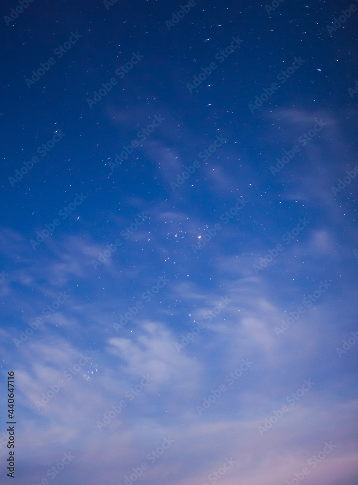 blue starry sky with clouds and stars