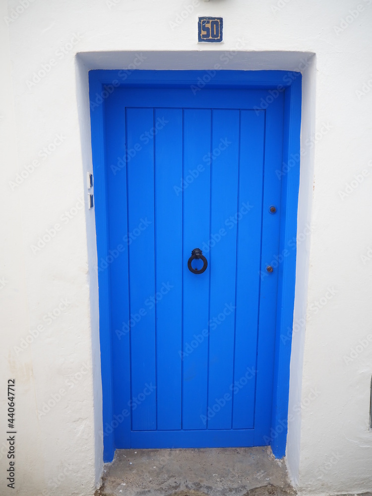 Blue door in asilah, morocco