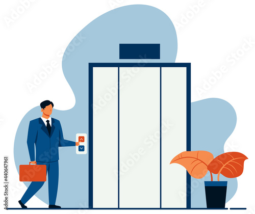 Businessman Going in Elevator