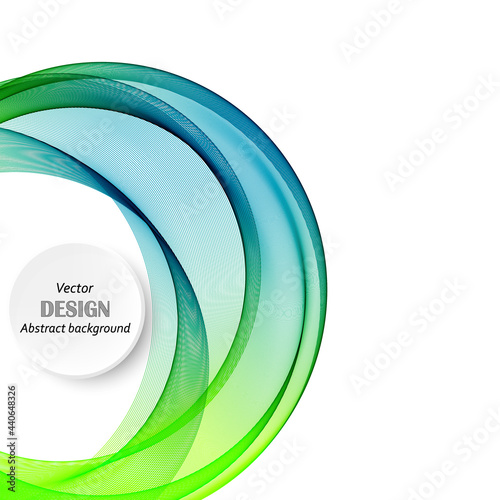 Blue and green lines in the shape of a circle design wave